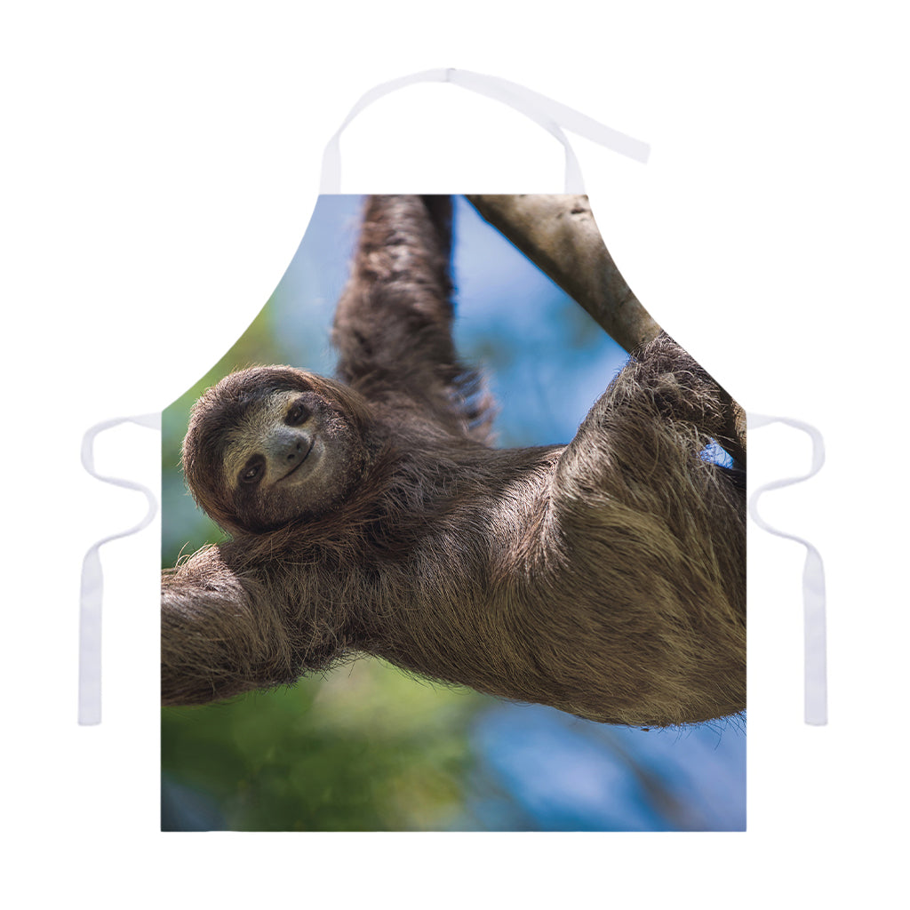 Happy Sloth Print Adjustable Apron