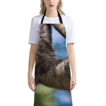 Happy Sloth Print Bib Apron With Pocket
