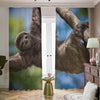 Happy Sloth Print Blackout Pencil Pleat Curtains