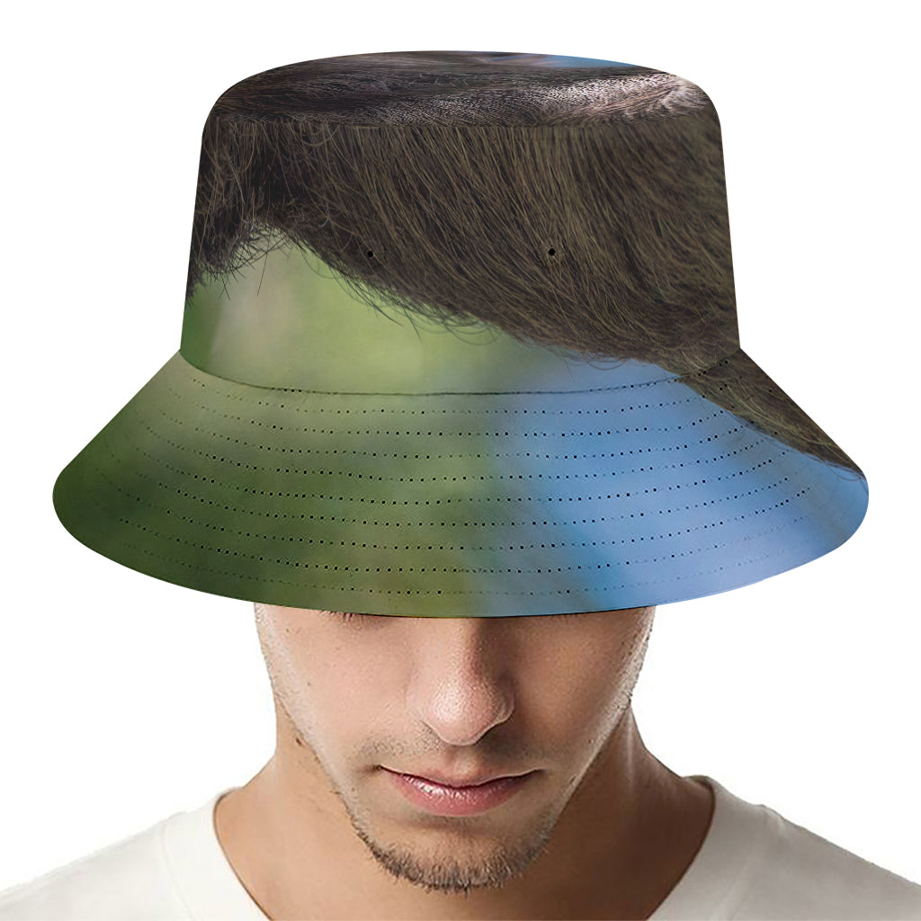 Happy Sloth Print Bucket Hat