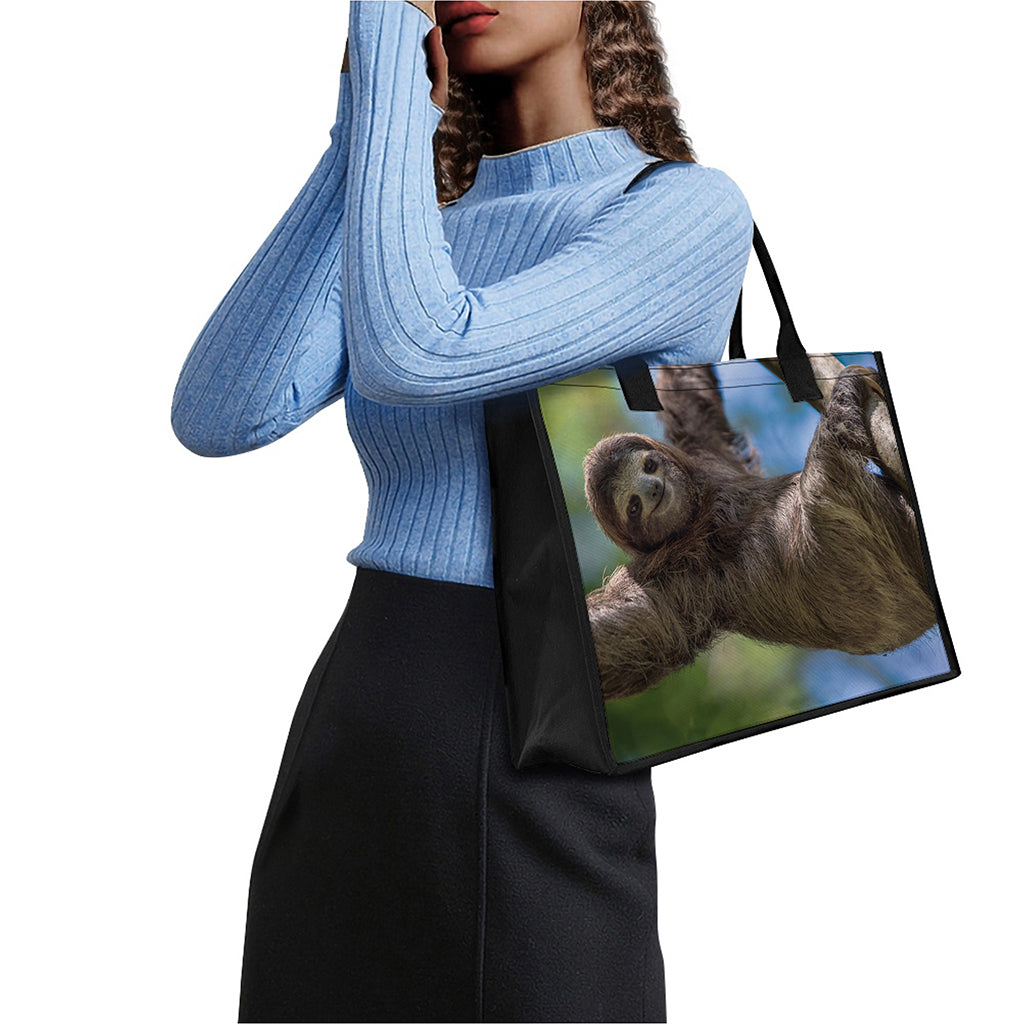 Happy Sloth Print Canvas Tote Bag
