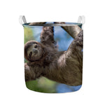 Happy Sloth Print Collapsible Laundry Basket