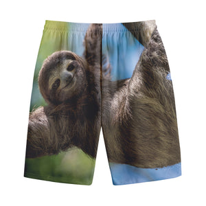 Happy Sloth Print Cotton Shorts