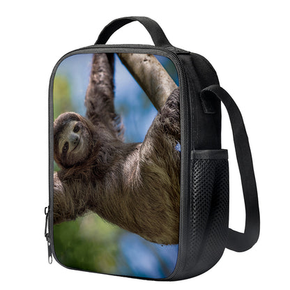 Happy Sloth Print Crossbody Lunch Bag