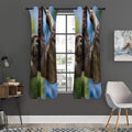 Happy Sloth Print Grommet Curtain Panels