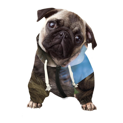 Happy Sloth Print Dog Zip Up Hoodie