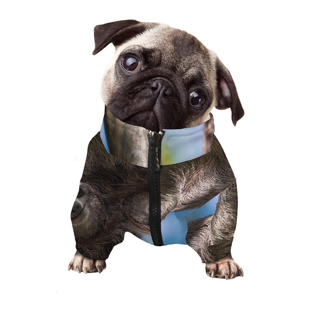 Happy Sloth Print Dog Zip Up Jacket