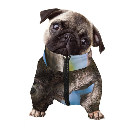 Happy Sloth Print Dog Zip Up Jacket