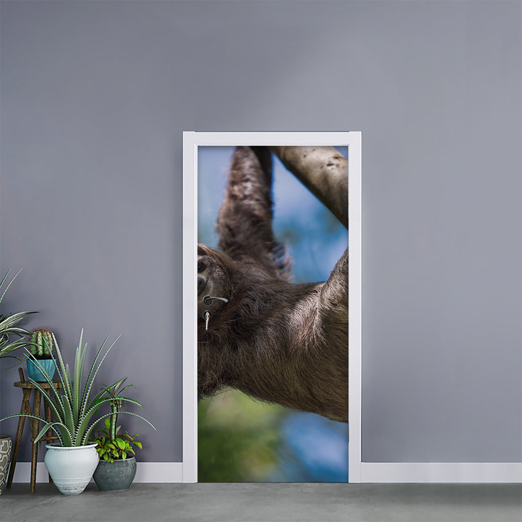 Happy Sloth Print Door Sticker