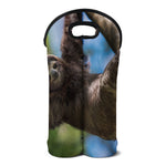 Happy Sloth Print Double Neoprene Wine Tote