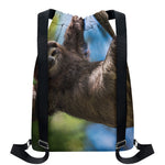 Happy Sloth Print Drawstring Backpack