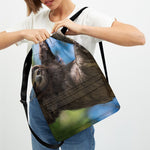 Happy Sloth Print Drawstring Backpack