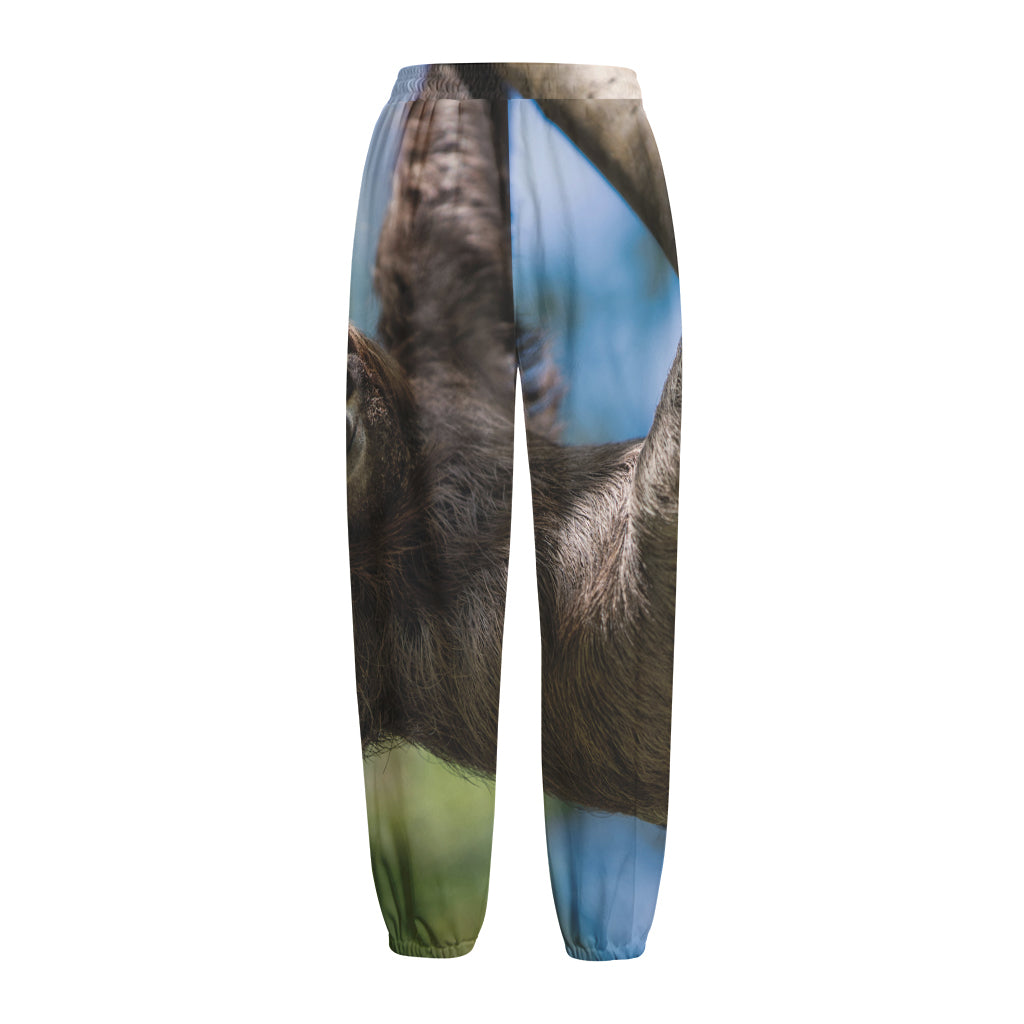 Happy Sloth Print Fleece Lined Knit Pants