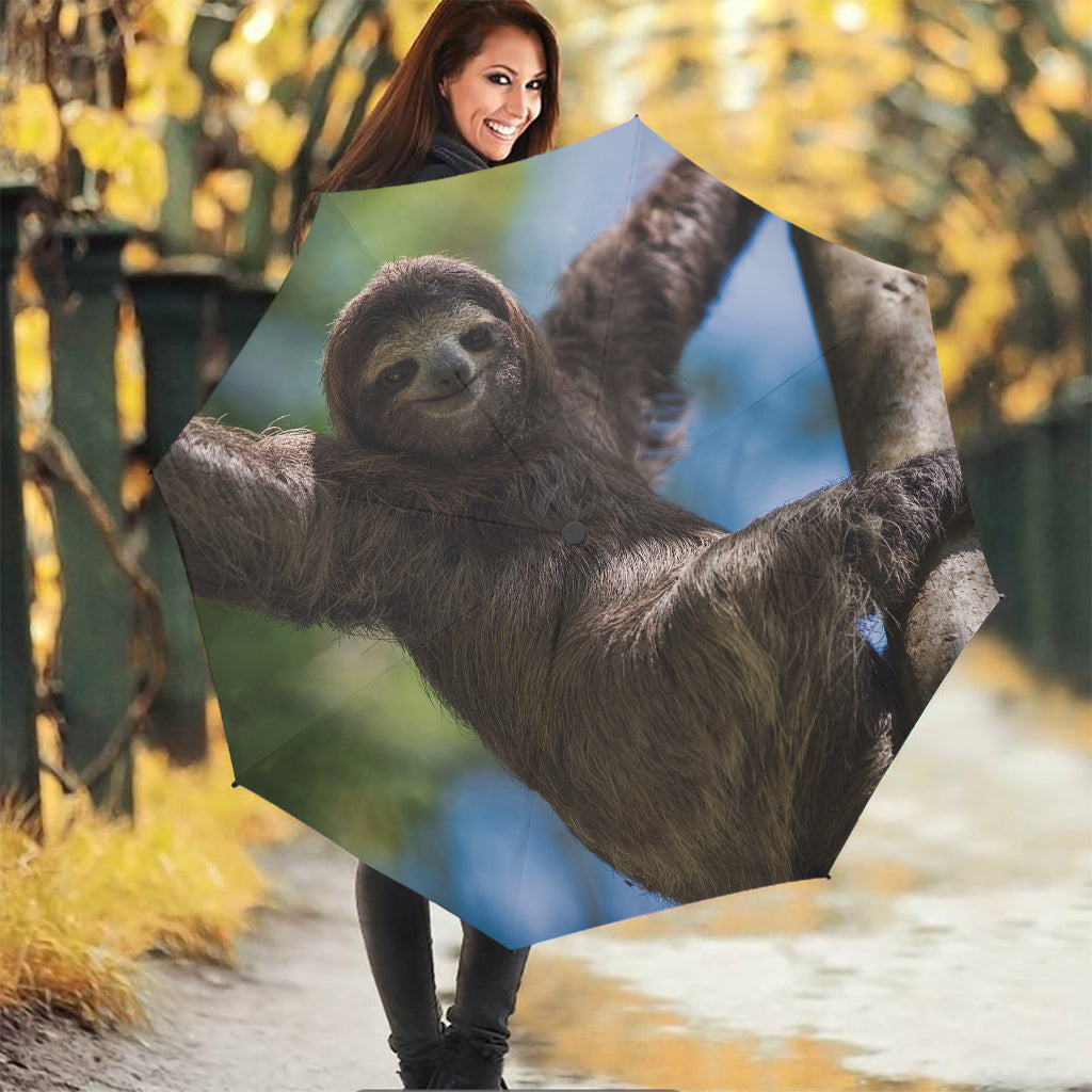 Happy Sloth Print Foldable Umbrella