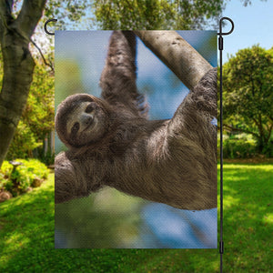 Happy Sloth Print Garden Flag