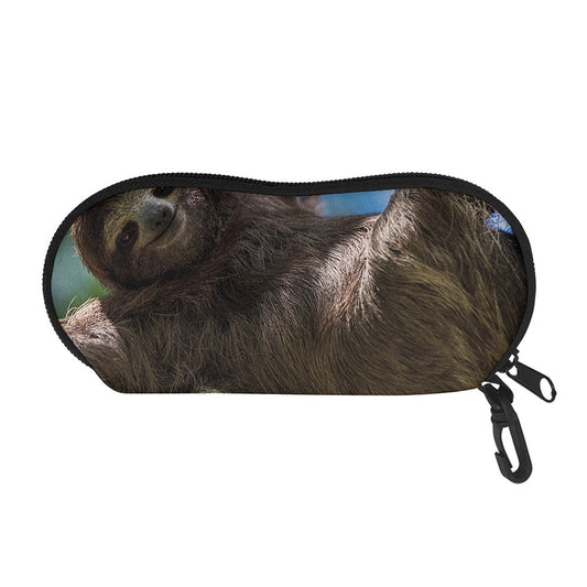 Happy Sloth Print Glasses Case