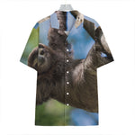 Happy Sloth Print Hawaiian Shirt