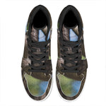 Happy Sloth Print High Top Leather Sneakers