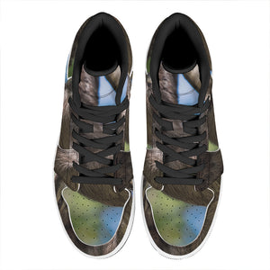 Happy Sloth Print High Top Leather Sneakers