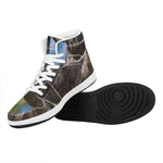 Happy Sloth Print High Top Leather Sneakers