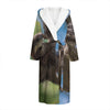 Happy Sloth Print Hooded Bathrobe