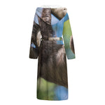 Happy Sloth Print Hooded Bathrobe