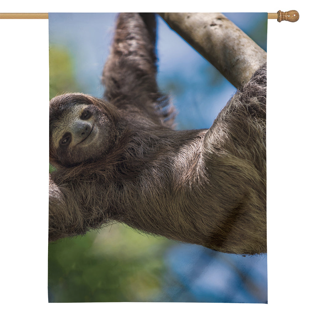 Happy Sloth Print House Flag