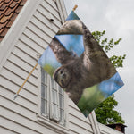 Happy Sloth Print House Flag