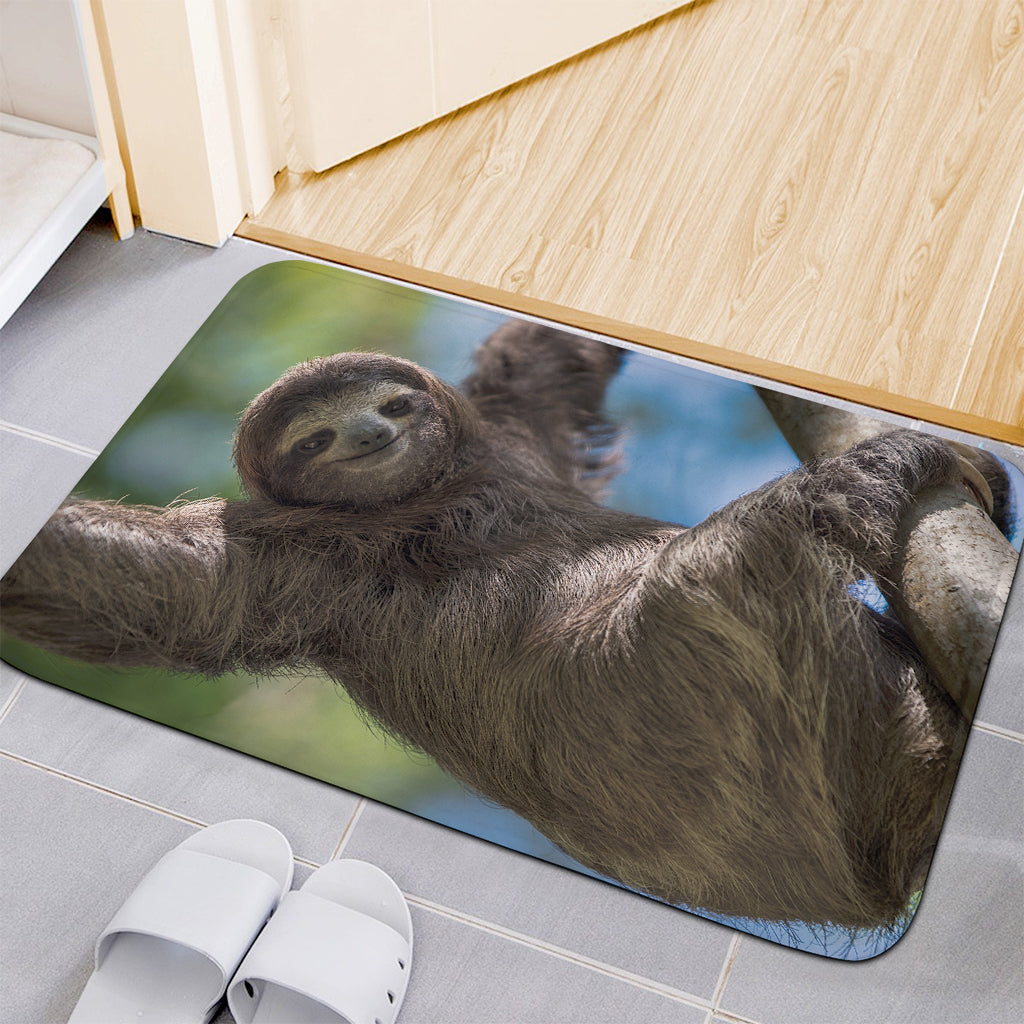 Happy Sloth Print Indoor Door Mat