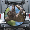 Happy Sloth Print Leather Spare Tire Cover