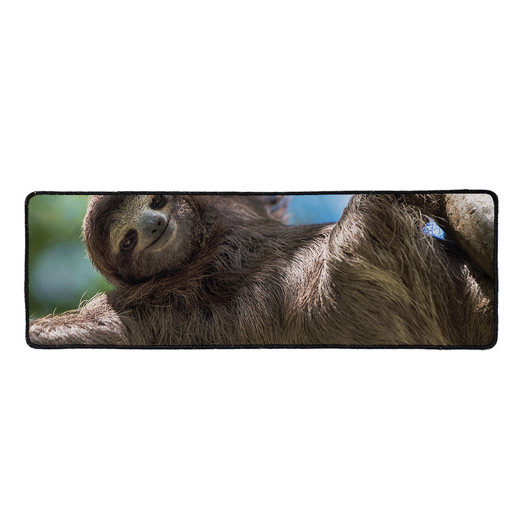 Happy Sloth Print Long Kitchen Mat
