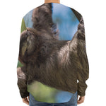 Happy Sloth Print Long Sleeve Baseball Jersey