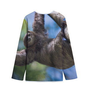 Happy Sloth Print Long Sleeve Short Coat