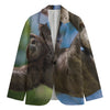 Happy Sloth Print Men's Blazer