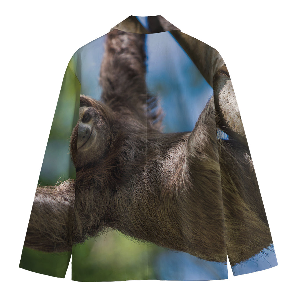 Happy Sloth Print Men's Blazer