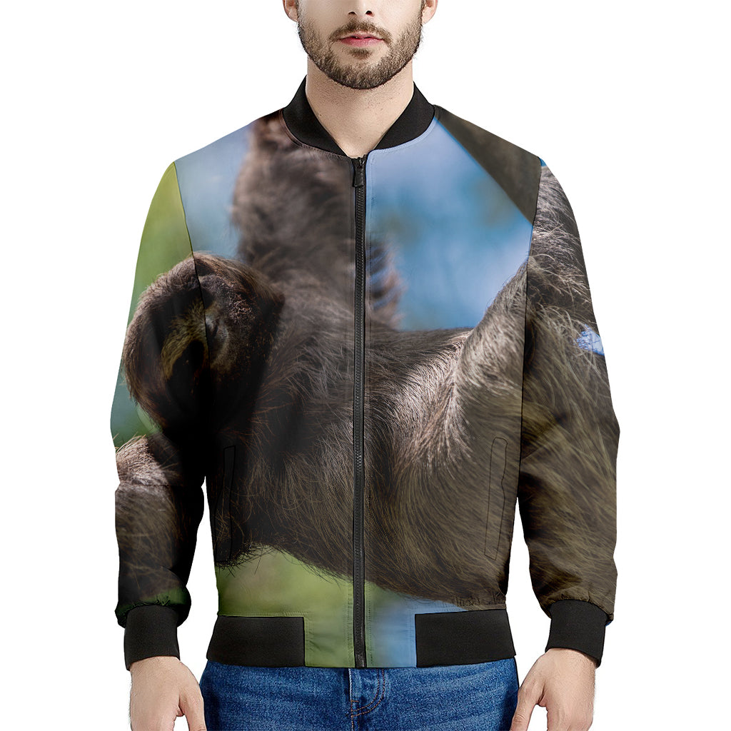 Happy Sloth Print Men's Bomber Jacket