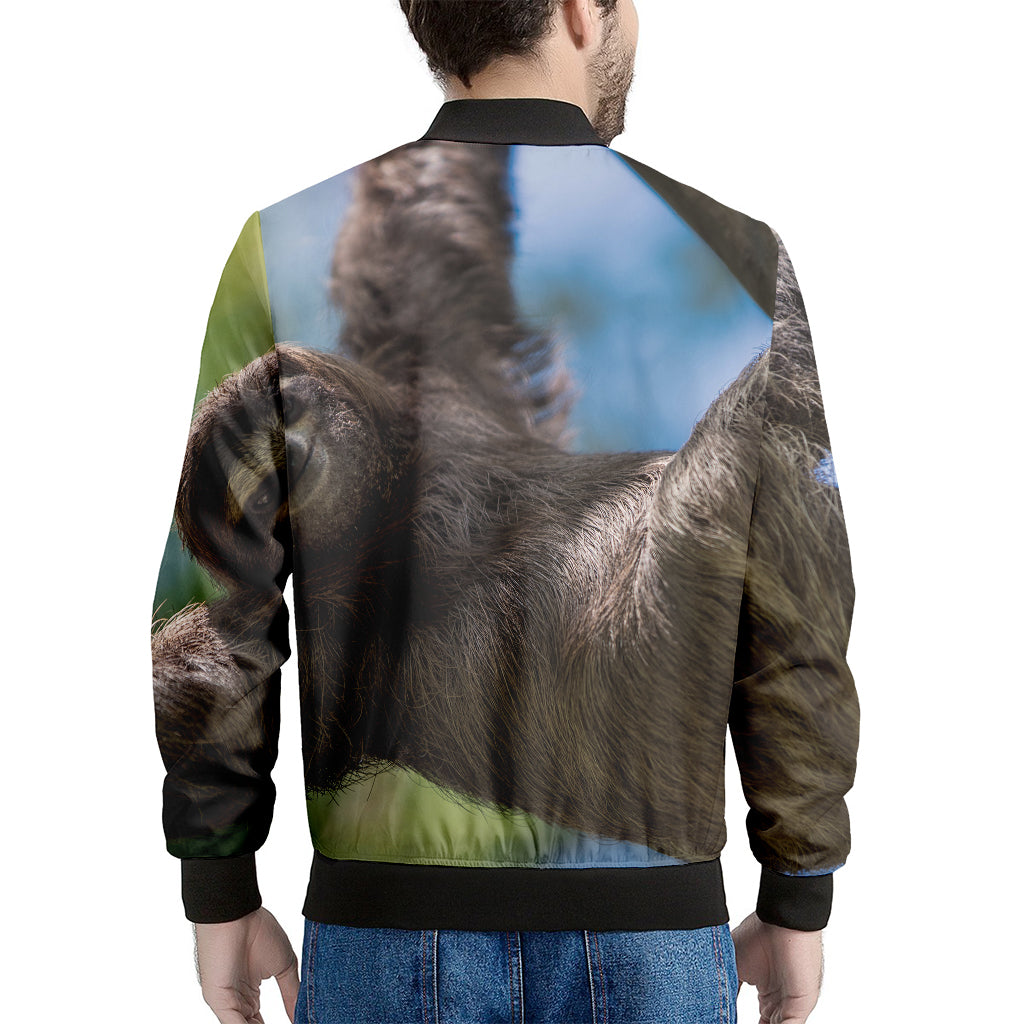 Happy Sloth Print Men's Bomber Jacket