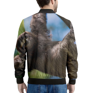 Happy Sloth Print Men's Bomber Jacket