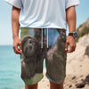 Happy Sloth Print Men's Cargo Shorts