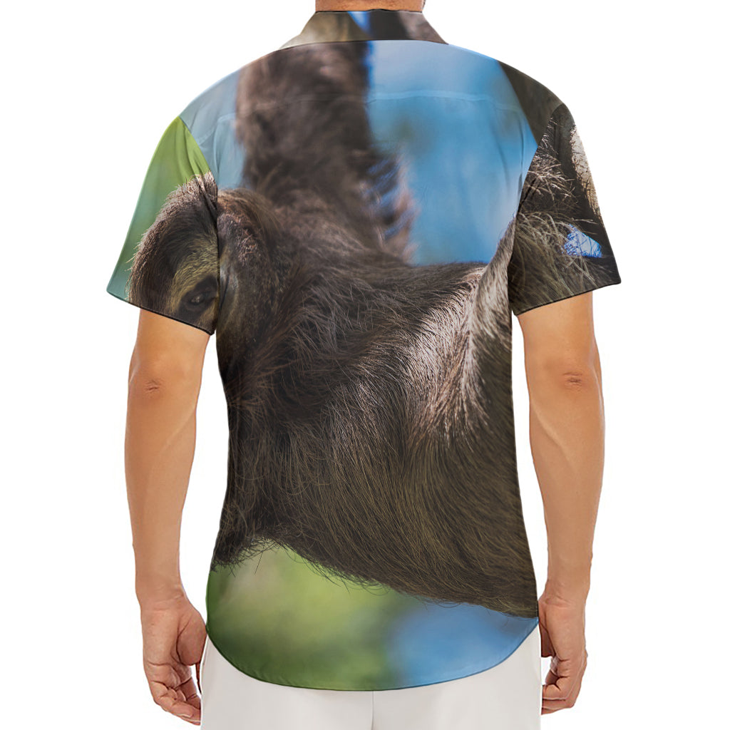 Happy Sloth Print Men's Deep V-Neck Shirt