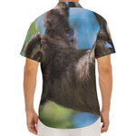 Happy Sloth Print Men's Deep V-Neck Shirt