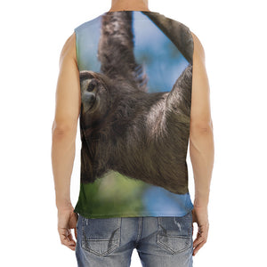 Happy Sloth Print Men's Fitness Tank Top