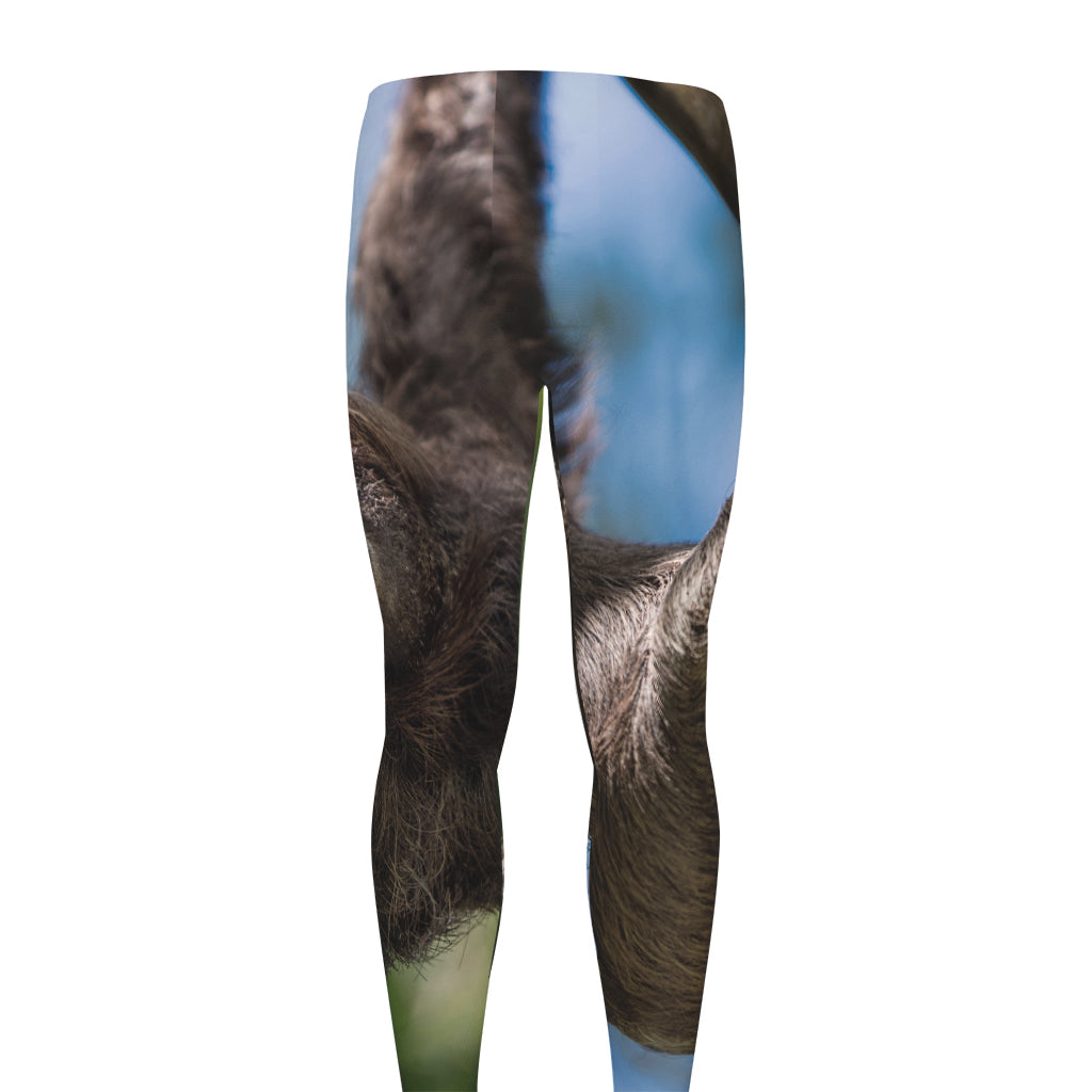 Happy Sloth Print Men's leggings