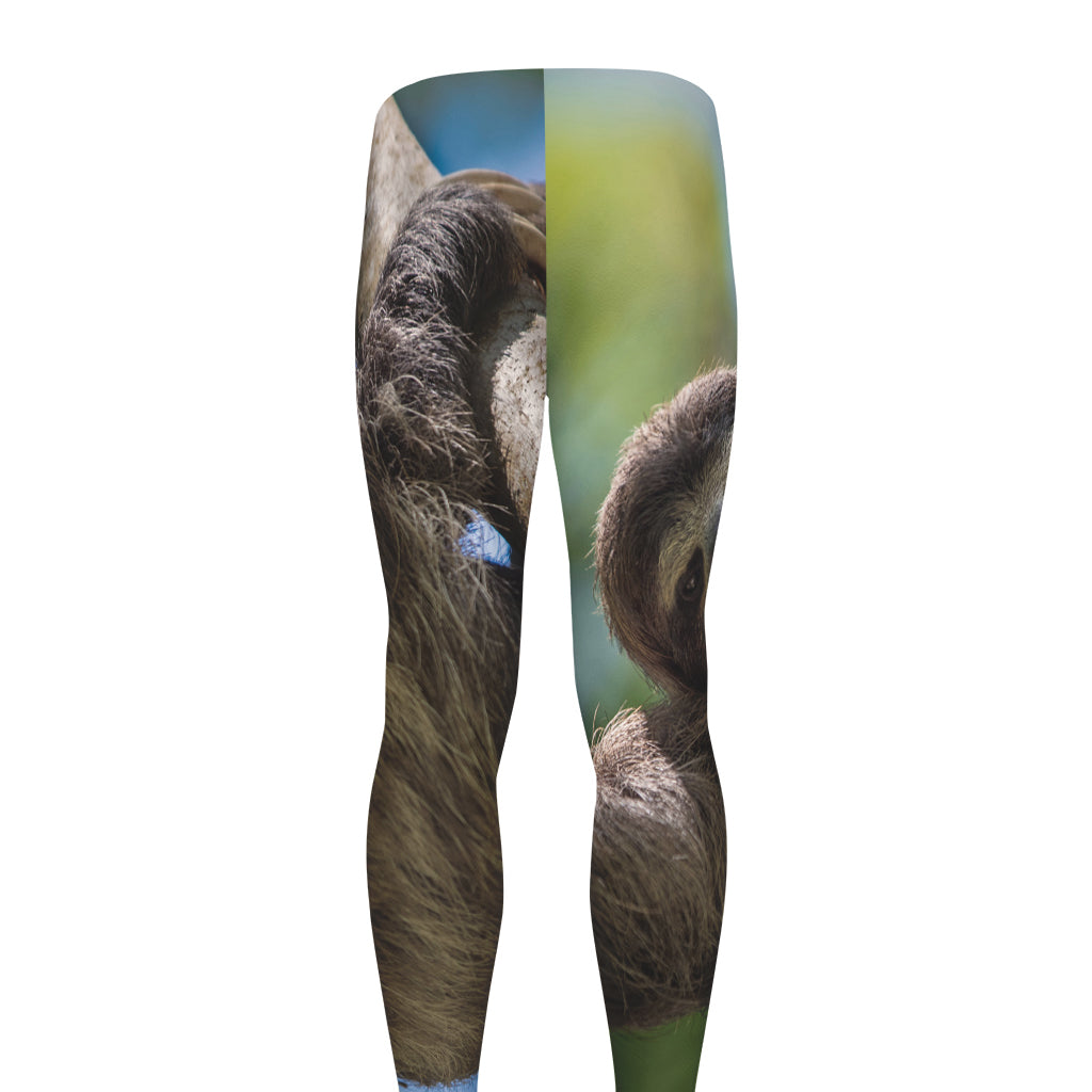 Happy Sloth Print Men's leggings