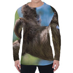 Happy Sloth Print Men's Long Sleeve T-Shirt