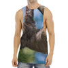 Happy Sloth Print Men's Muscle Tank Top