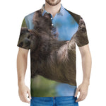 Happy Sloth Print Men's Polo Shirt