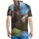 Happy Sloth Print Men's Polo Shirt