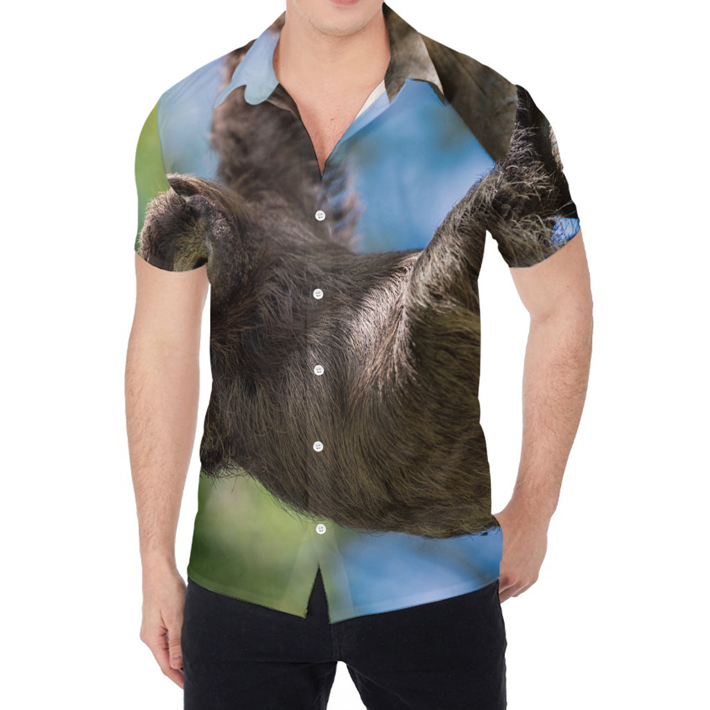 Happy Sloth Print Men's Shirt