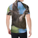 Happy Sloth Print Men's Shirt